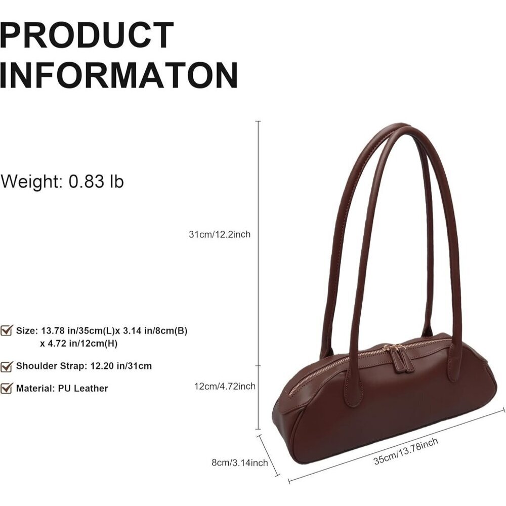 Women's Coffee Shoulder Bag PU Leather Trendy Y2K Fashion Purses for Travel - Picture 3 of 7